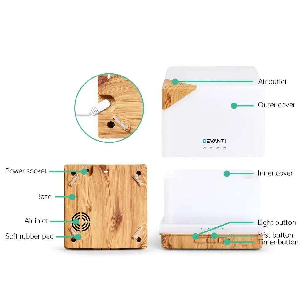 Devanti Aroma Diffuser Aromatherapy Humidifier 600ml - Appliances > Aroma Diffusers & Humidifiers