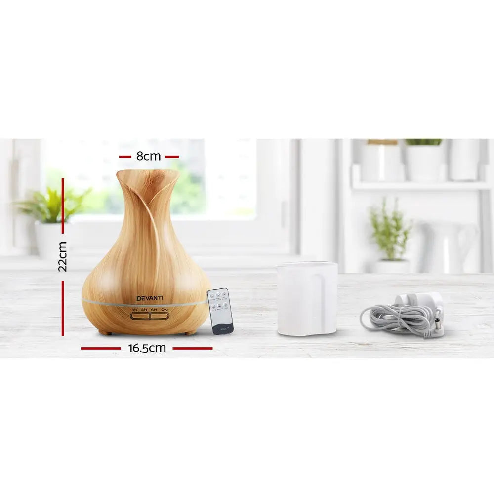 Devanti Aroma Diffuser Aromatherapy Light Wood 400ml - Appliances > Aroma Diffusers & Humidifiers