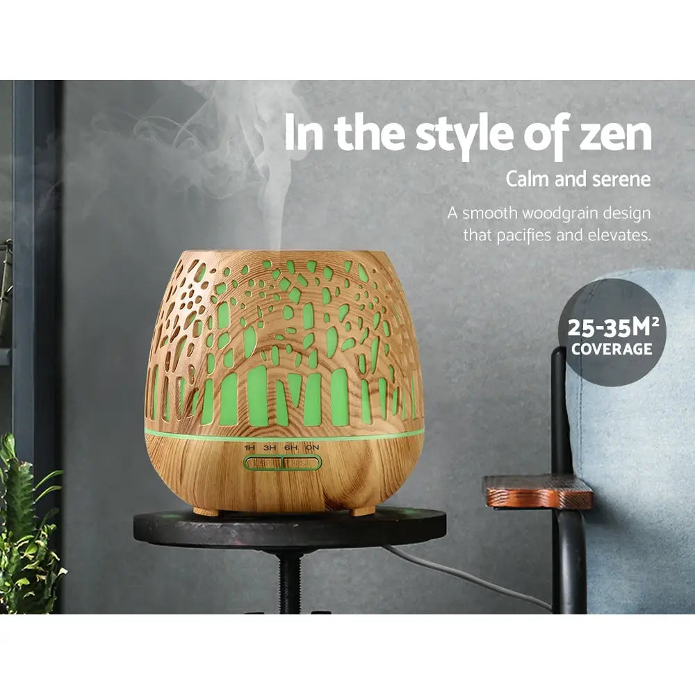 Devanti Aroma Diffuser Aromatherapy Wood Grain 400ml - Appliances > Aroma Diffusers & Humidifiers