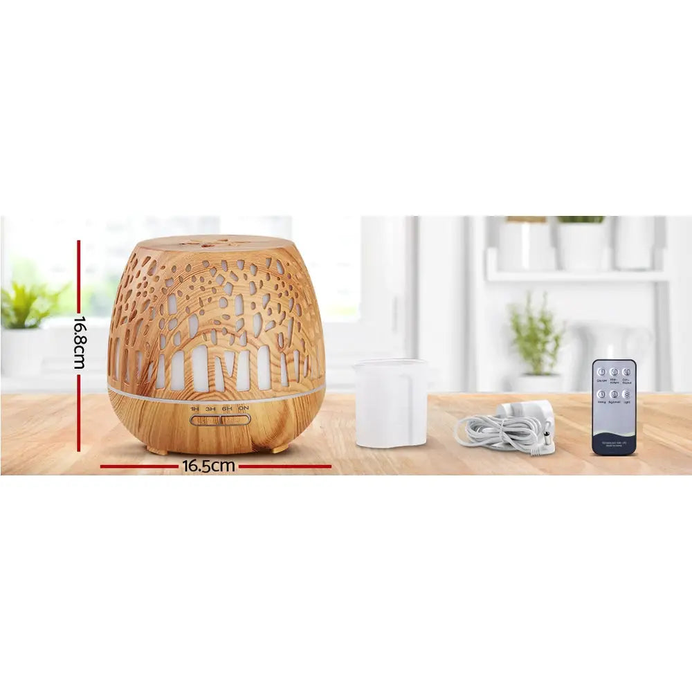 Devanti Aroma Diffuser Aromatherapy Wood Grain 400ml - Appliances > Aroma Diffusers & Humidifiers