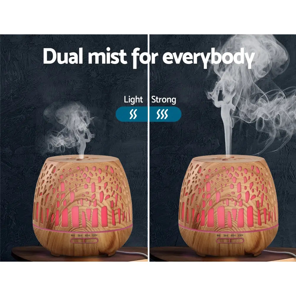 Devanti Aroma Diffuser Aromatherapy Wood Grain 400ml - Appliances > Aroma Diffusers & Humidifiers