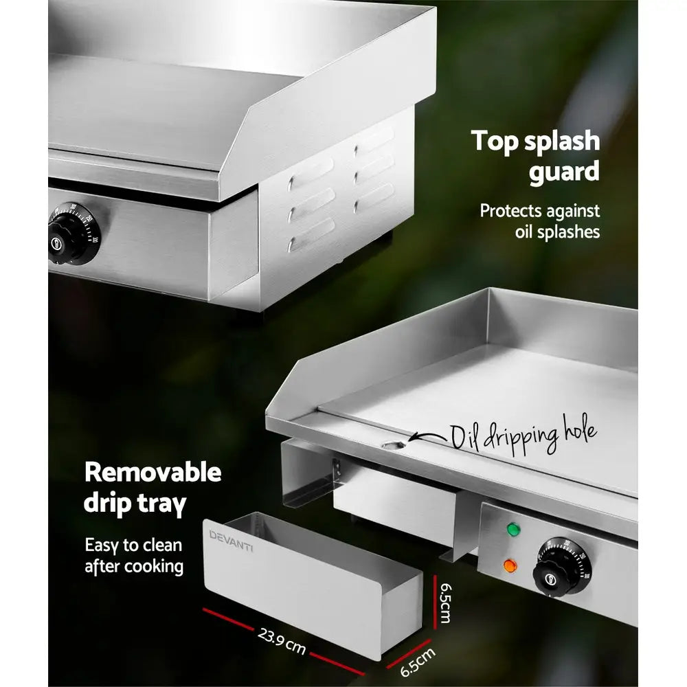 Devanti Commercial Electric Griddle 55cm BBQ Grill Plate 3000W - Appliances > Kitchen Appliances