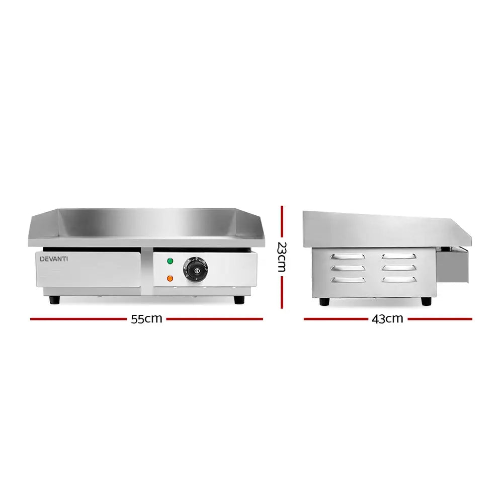 Devanti Commercial Electric Griddle 55cm BBQ Grill Plate 3000W - Appliances > Kitchen Appliances