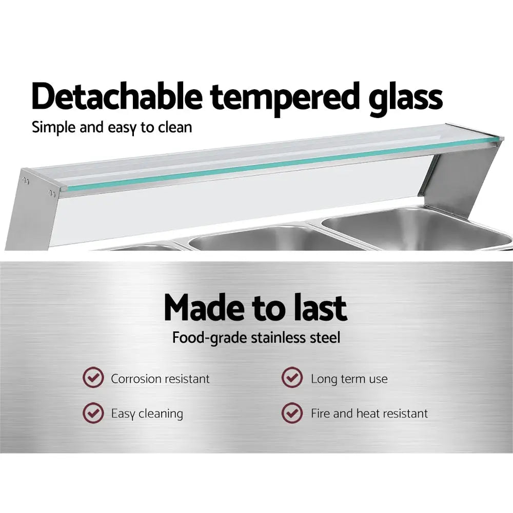 Devanti Commercial Food Warmer Bain Marie 3 Electric Buffet Pans - Appliances > Kitchen Appliances > Food Warmers &