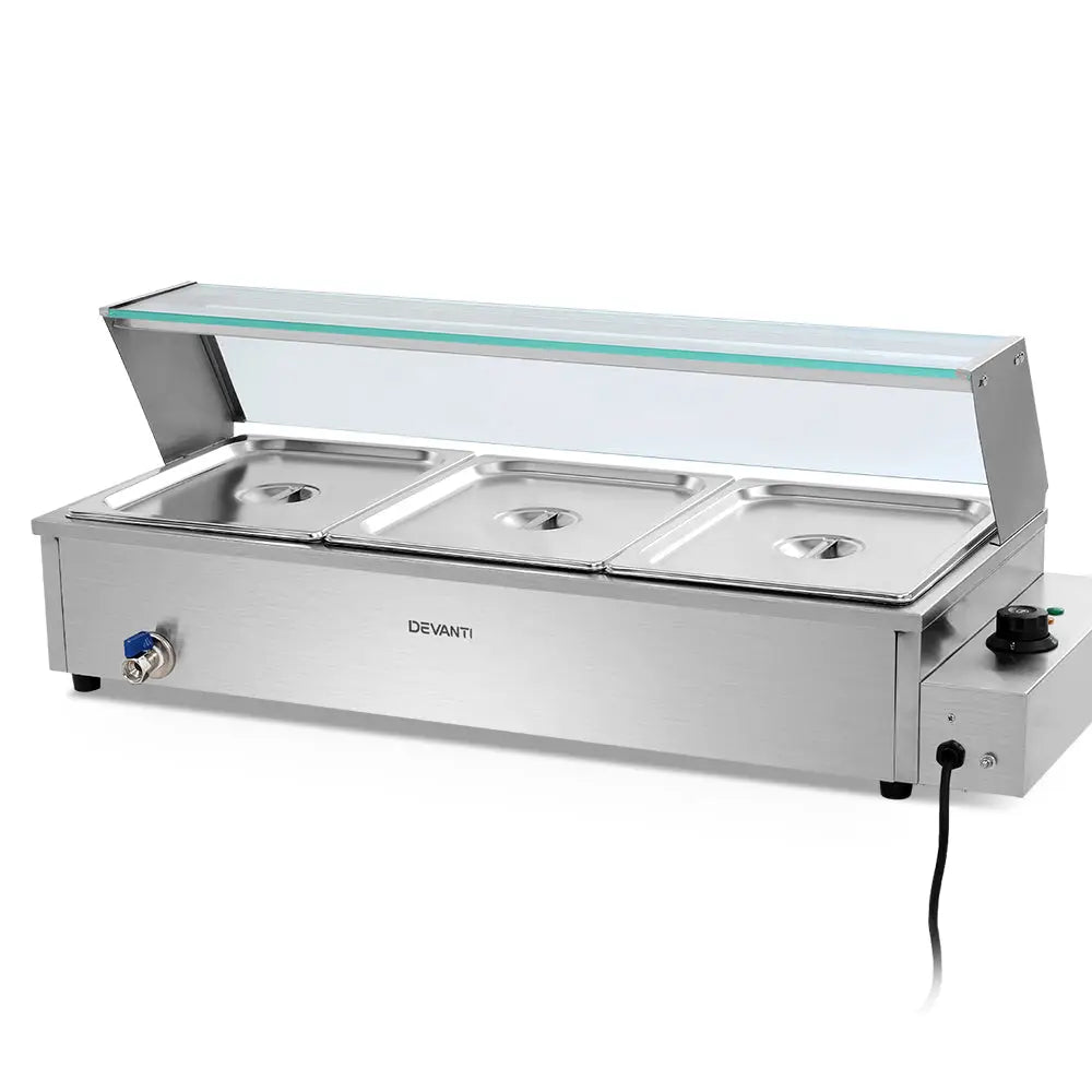 Devanti Commercial Food Warmer Bain Marie 3 Electric Buffet Pans - Appliances > Kitchen Appliances > Food Warmers &