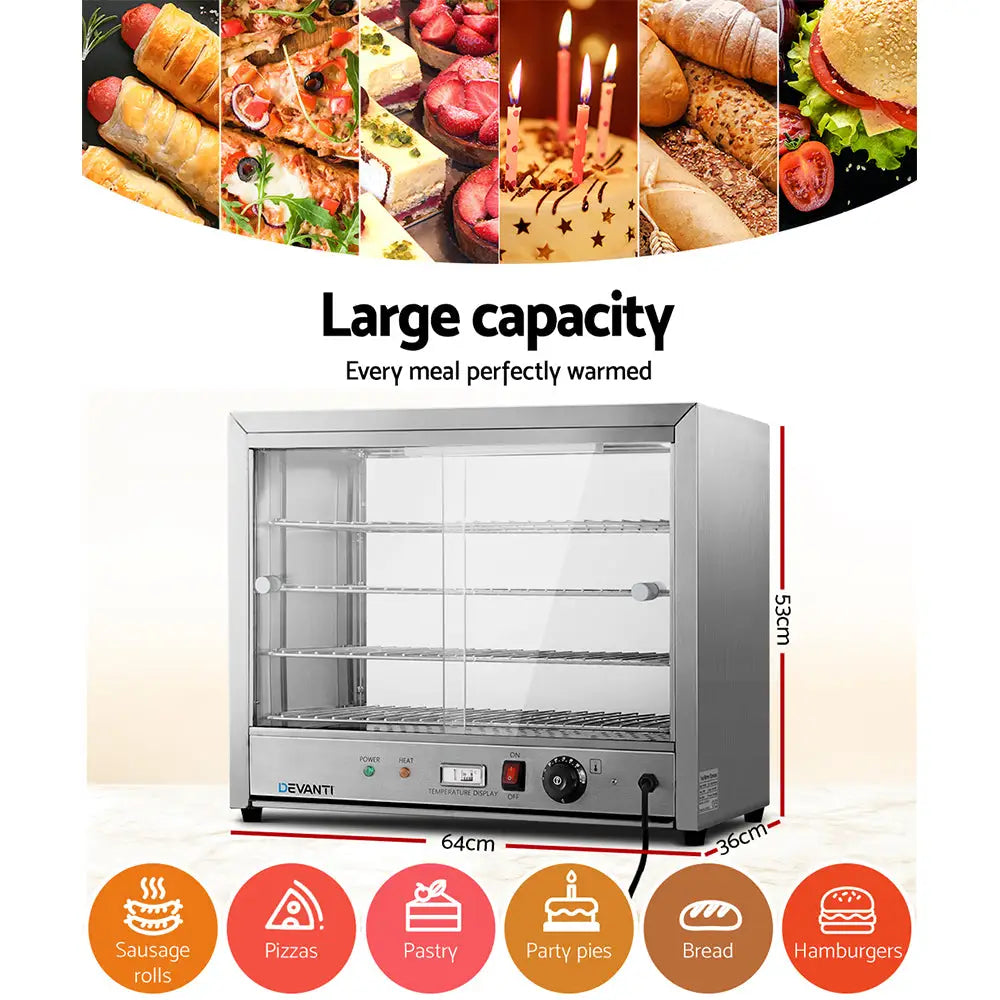 Devanti Commercial Food Warmer Hot Display Showcase 64cm - Appliances > Appliances Others