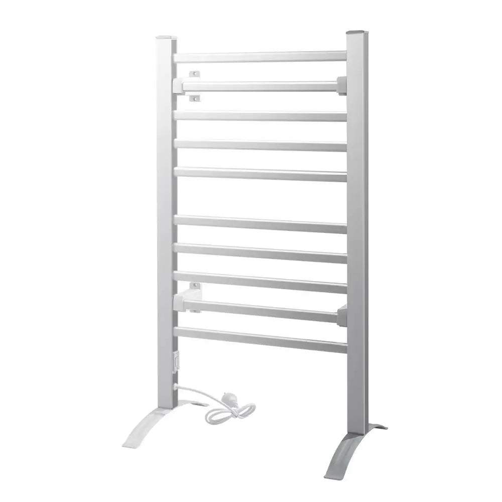 Devanti Electric Heated Towel Rail Rack 10 Bars Freestanding Clothes Dry Warmer - Home & Garden > Bathroom Accessories
