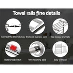 Devanti Electric Heated Towel Rail Rack 14 Bars Wall Mounted Clothes Dry Warmer - Home & Garden > Laundry & Cleaning >