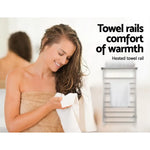 Devanti Electric Heated Towel Rail Rack 14 Bars Wall Mounted Clothes Dry Warmer - Home & Garden > Laundry & Cleaning >