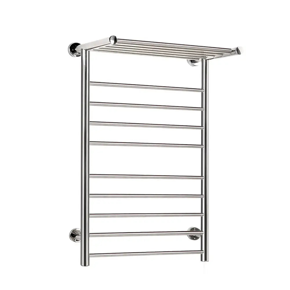 Devanti Electric Heated Towel Rail Rack 14 Bars Wall Mounted Clothes Dry Warmer - Home & Garden > Laundry & Cleaning >