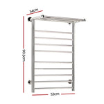 Devanti Electric Heated Towel Rail Rack 14 Bars Wall Mounted Clothes Dry Warmer - Home & Garden > Laundry & Cleaning >