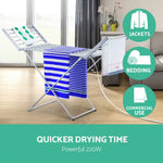 Devanti Electric Heated Towel Rail Rack 18 Bars Freestanding Clothes Dry Warmer - Home & Garden > DIY