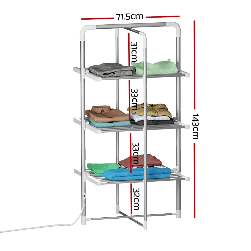 Devanti Electric Heated Towel Rail Rack 30 Bars Foldable Clothes Dry Warmer - Home & Garden > Bathroom Accessories