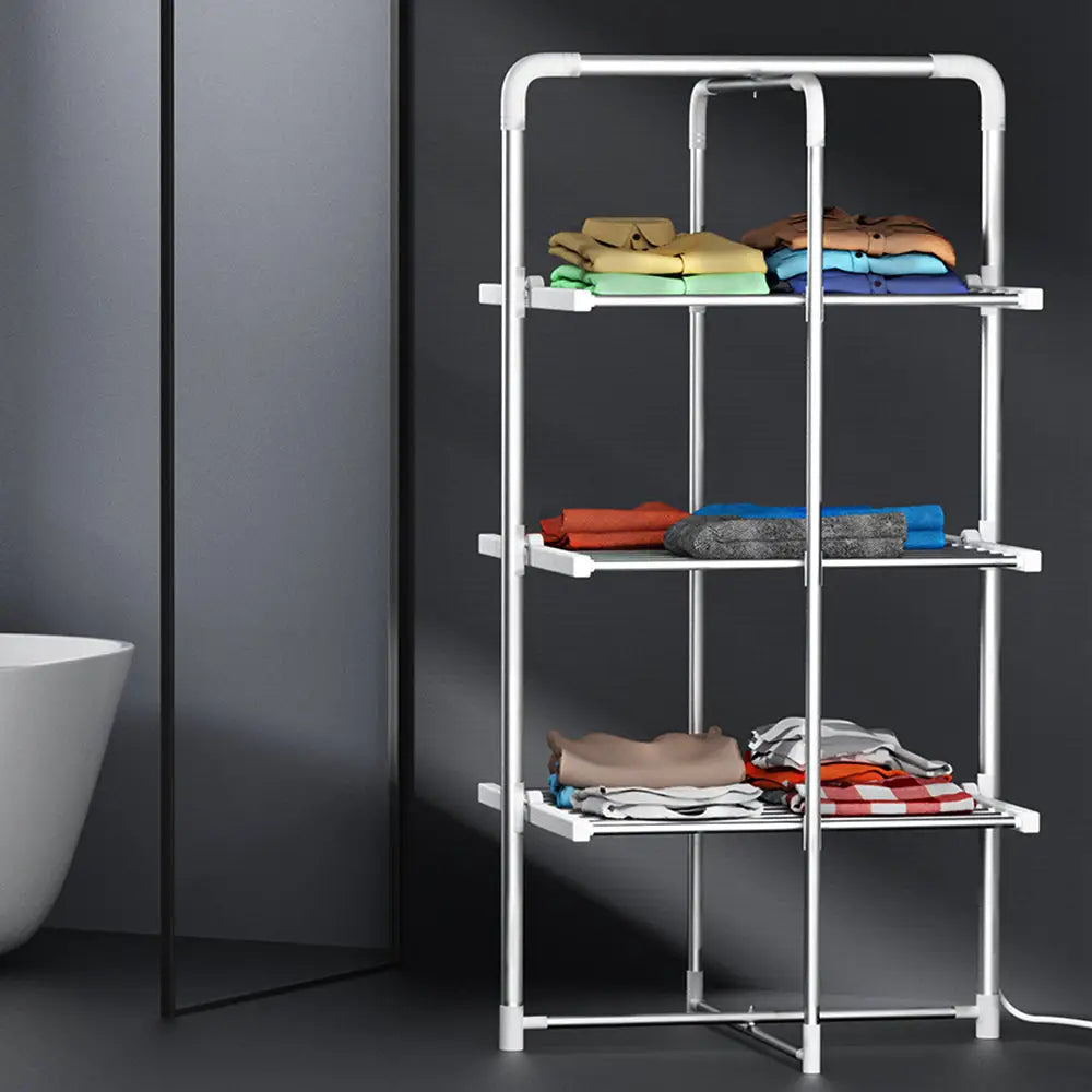 Devanti Electric Heated Towel Rail Rack 30 Bars Foldable Clothes Dry Warmer - Home & Garden > Bathroom Accessories