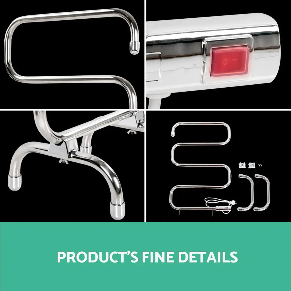 Devanti Electric Heated Towel Rail Rack 5 Bars Freestanding Clothes Dry Warmer - Home & Garden > Laundry & Cleaning >