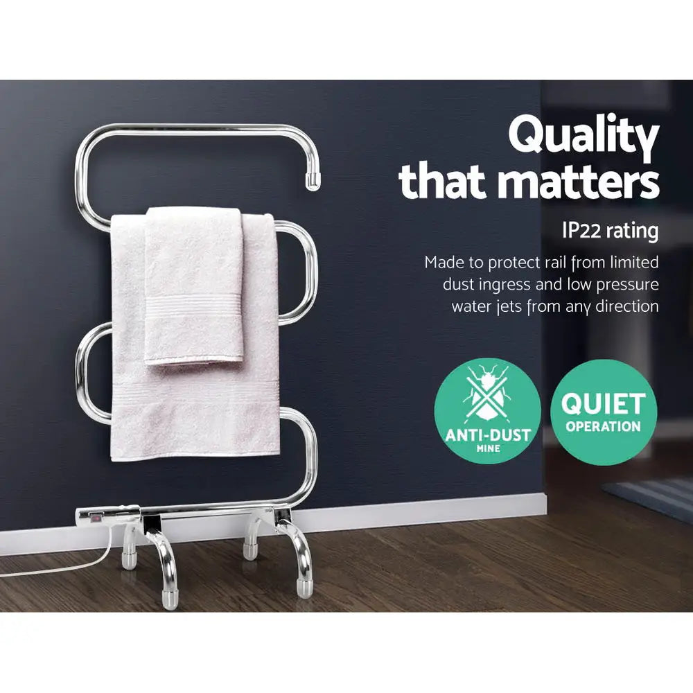 Devanti Electric Heated Towel Rail Rack 5 Bars Freestanding Clothes Dry Warmer - Home & Garden > Laundry & Cleaning >