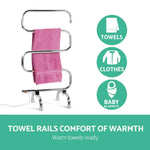 Devanti Electric Heated Towel Rail Rack 5 Bars Freestanding Clothes Dry Warmer - Home & Garden > Laundry & Cleaning >