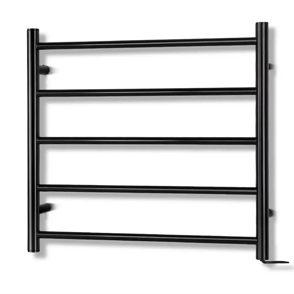 Devanti Electric Heated Towel Rail Rack 5 Bars Wall Mounted Clothes Dry Warmer - Home & Garden > Laundry & Cleaning >