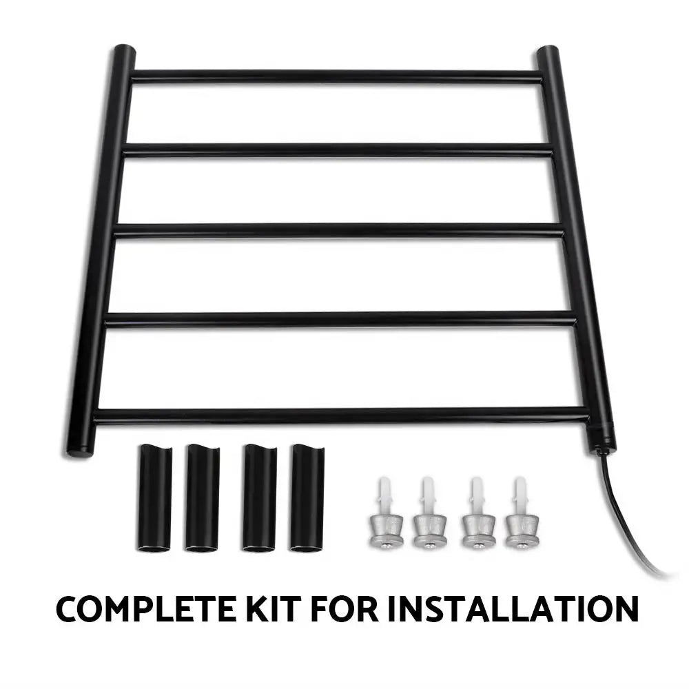 Devanti Electric Heated Towel Rail Rack 5 Bars Wall Mounted Clothes Dry Warmer - Home & Garden > Laundry & Cleaning >