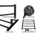 Devanti Electric Heated Towel Rail Rack 5 Bars Wall Mounted Clothes Dry Warmer - Home & Garden > Laundry & Cleaning >