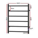 Devanti Heated Towel Rail 6 Round Bars with Timer Electric Heater Warmer Rack - Home & Garden > Bathroom Accessories >