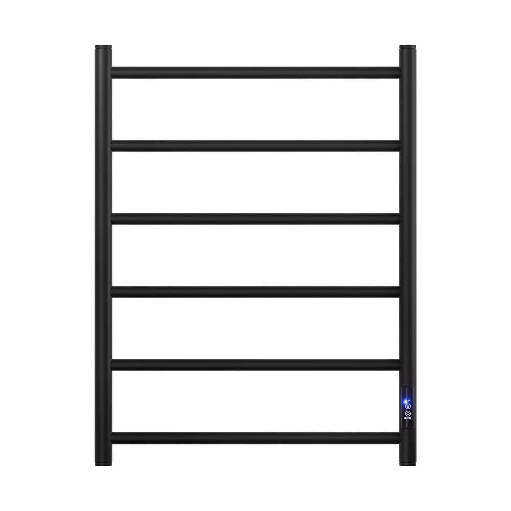 Devanti Heated Towel Rail 6 Round Bars with Timer Electric Heater Warmer Rack - Home & Garden > Bathroom Accessories >
