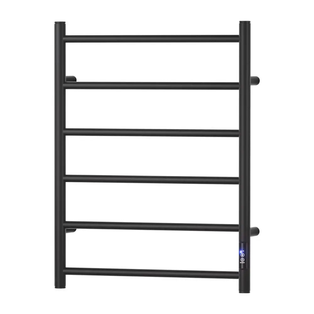 Devanti Heated Towel Rail 6 Round Bars with Timer Electric Heater Warmer Rack - Home & Garden > Bathroom Accessories >