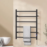 Devanti Heated Towel Rail 6 Round Bars with Timer Electric Heater Warmer Rack - Home & Garden > Bathroom Accessories >
