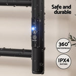 Devanti Heated Towel Rail 6 Round Bars with Timer Electric Heater Warmer Rack - Home & Garden > Bathroom Accessories >