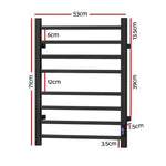 Devanti Heated Towel Rail 8 Square Bars with Timer Electric Heater Warmer Rack - Home & Garden > Bathroom Accessories >