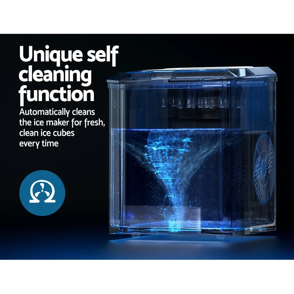 Devanti Portable Ice Maker Machine Ice Cube 12kg Bar Countertop Stainless Steel - Appliances > Kitchen Appliances