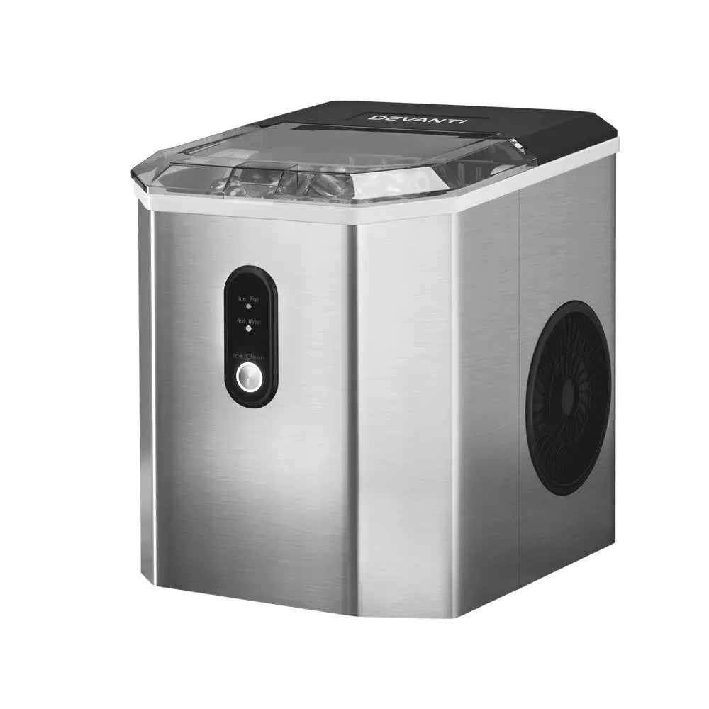 Devanti Portable Ice Maker Machine Ice Cube 12kg Bar Countertop Stainless Steel - Appliances > Kitchen Appliances