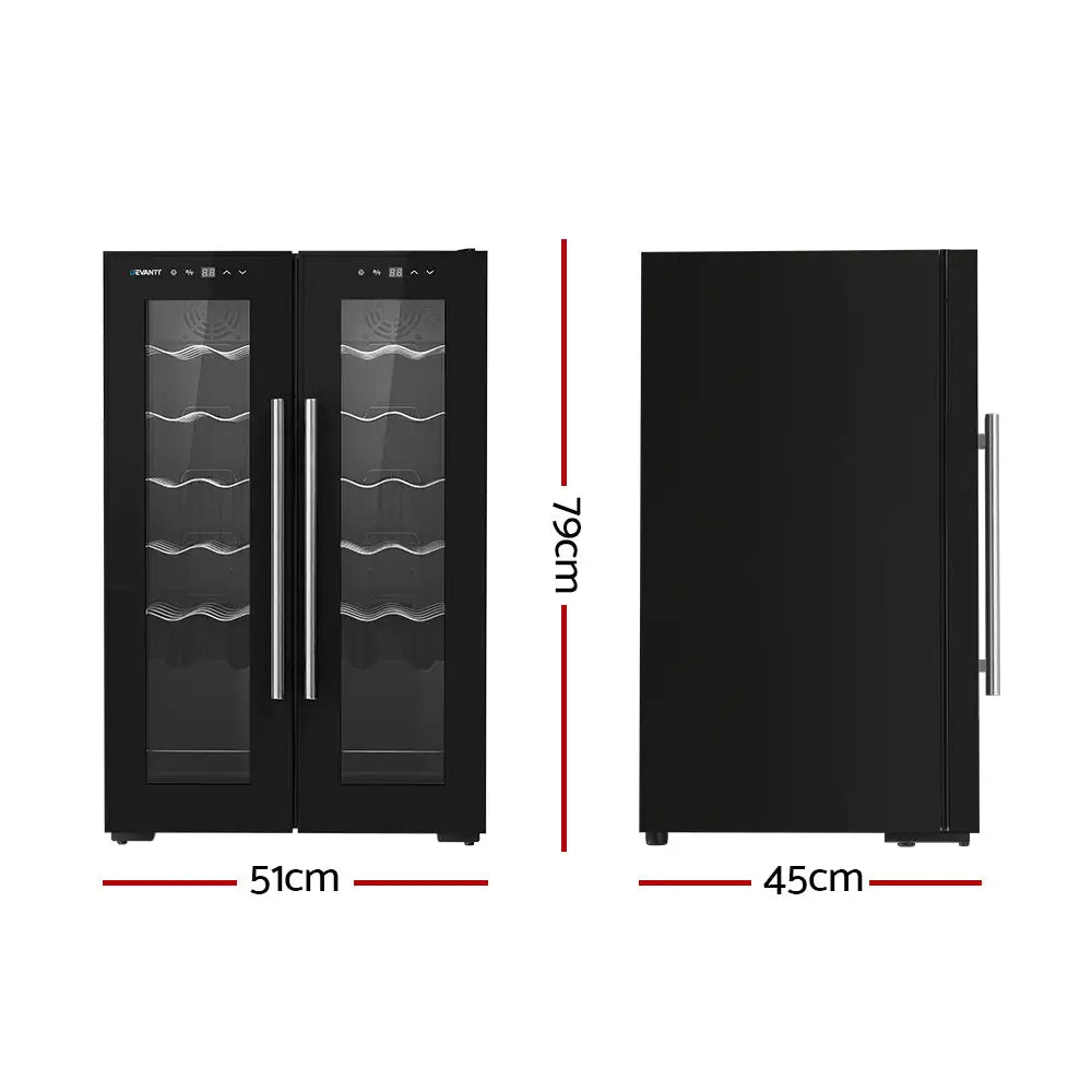 Devanti Wine Cooler Fridge Dual Zone 24 Bottles - Appliances > Kitchen Appliances