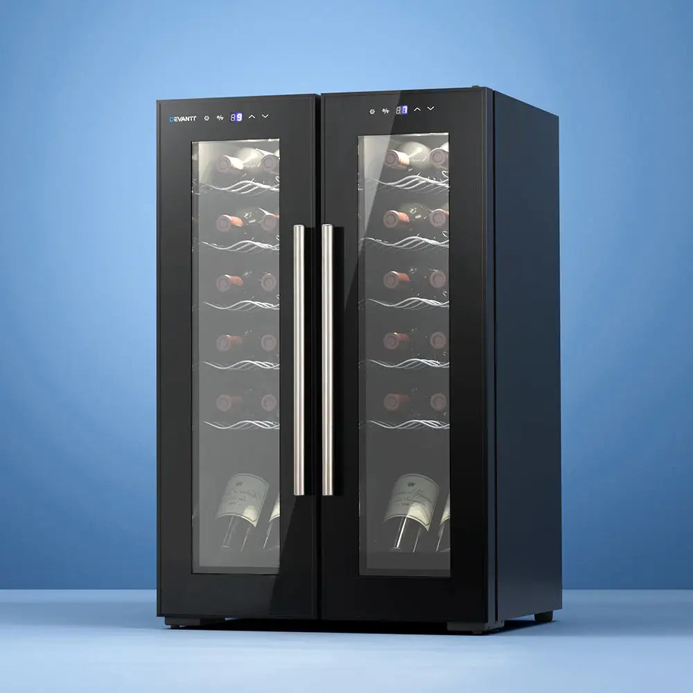 Devanti Wine Cooler Fridge Dual Zone 24 Bottles - Appliances > Kitchen Appliances