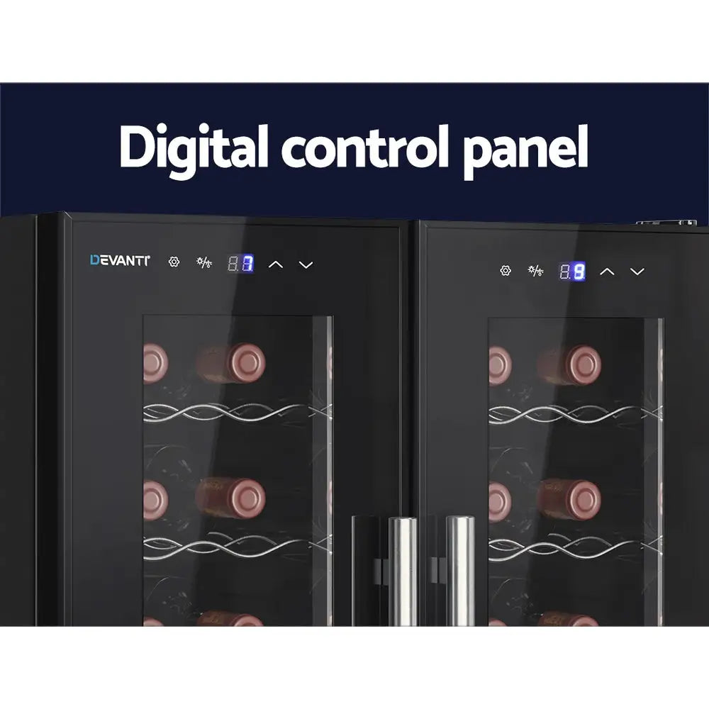 Devanti Wine Cooler Fridge Dual Zone 24 Bottles - Appliances > Kitchen Appliances