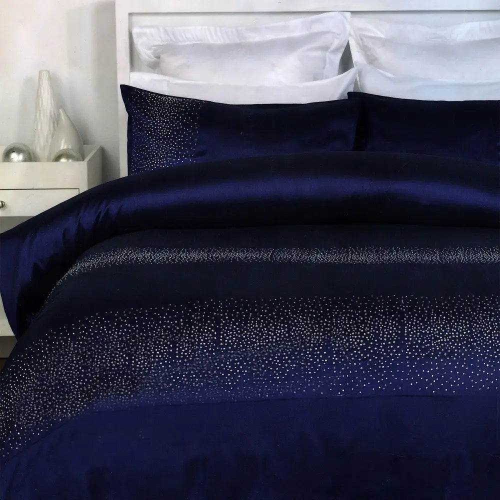 Diamante Quilt Cover Set Navy SINGLE - Home & Garden > Bedding > Duvet Covers