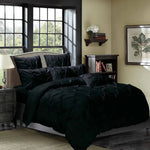 Diamond Pintuck Double Size Black Duvet Quilt Cover Set - Home & Garden > Bedding