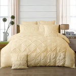 Diamond Pintuck Double Size Quilt/Duvet Cover Set - Beige - Home & Garden > Bedding > Duvet Covers