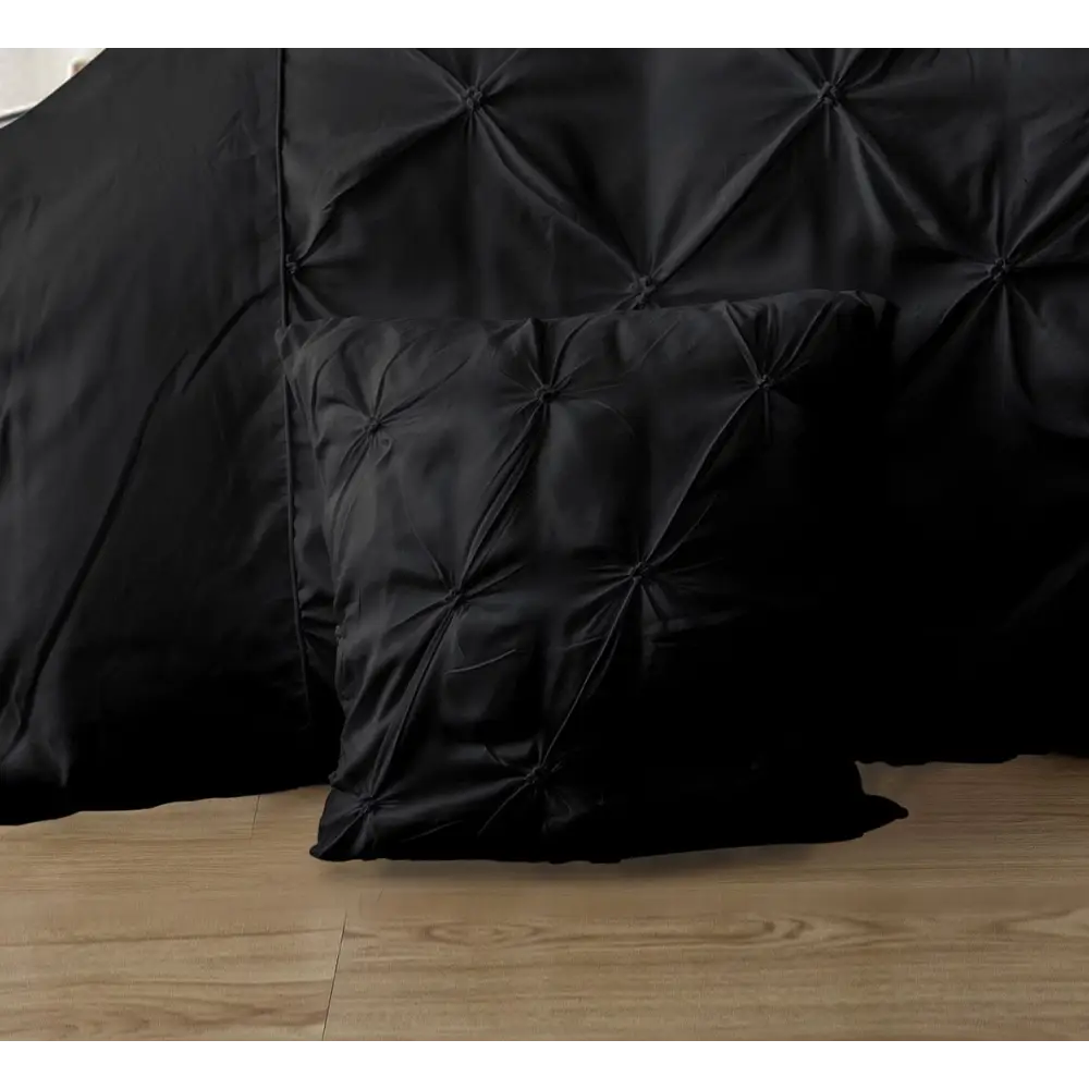 Diamond Pintuck Premium Ultra Soft Cushion Covers 2-Pack - Black - Home & Garden > Bedding