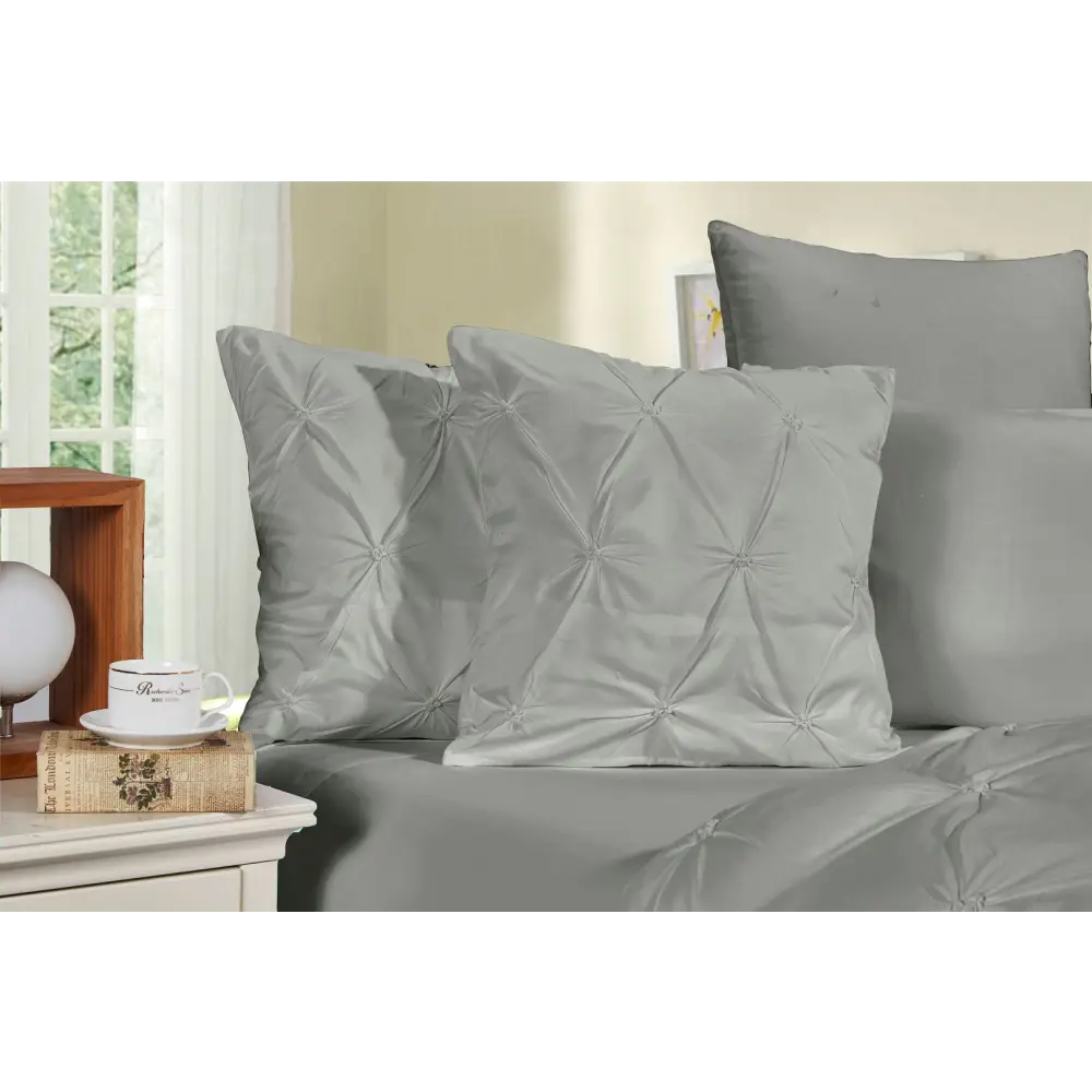Diamond Pintuck Premium Ultra Soft Cushion Covers 2-Pack - Grey - Home & Garden > Bedding