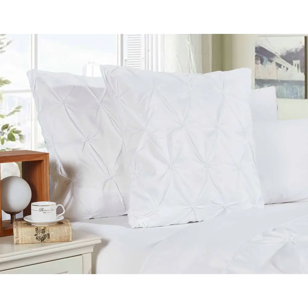 Diamond Pintuck Premium Ultra Soft European Pillowcases 2-Pack - White - Home & Garden > Bedding