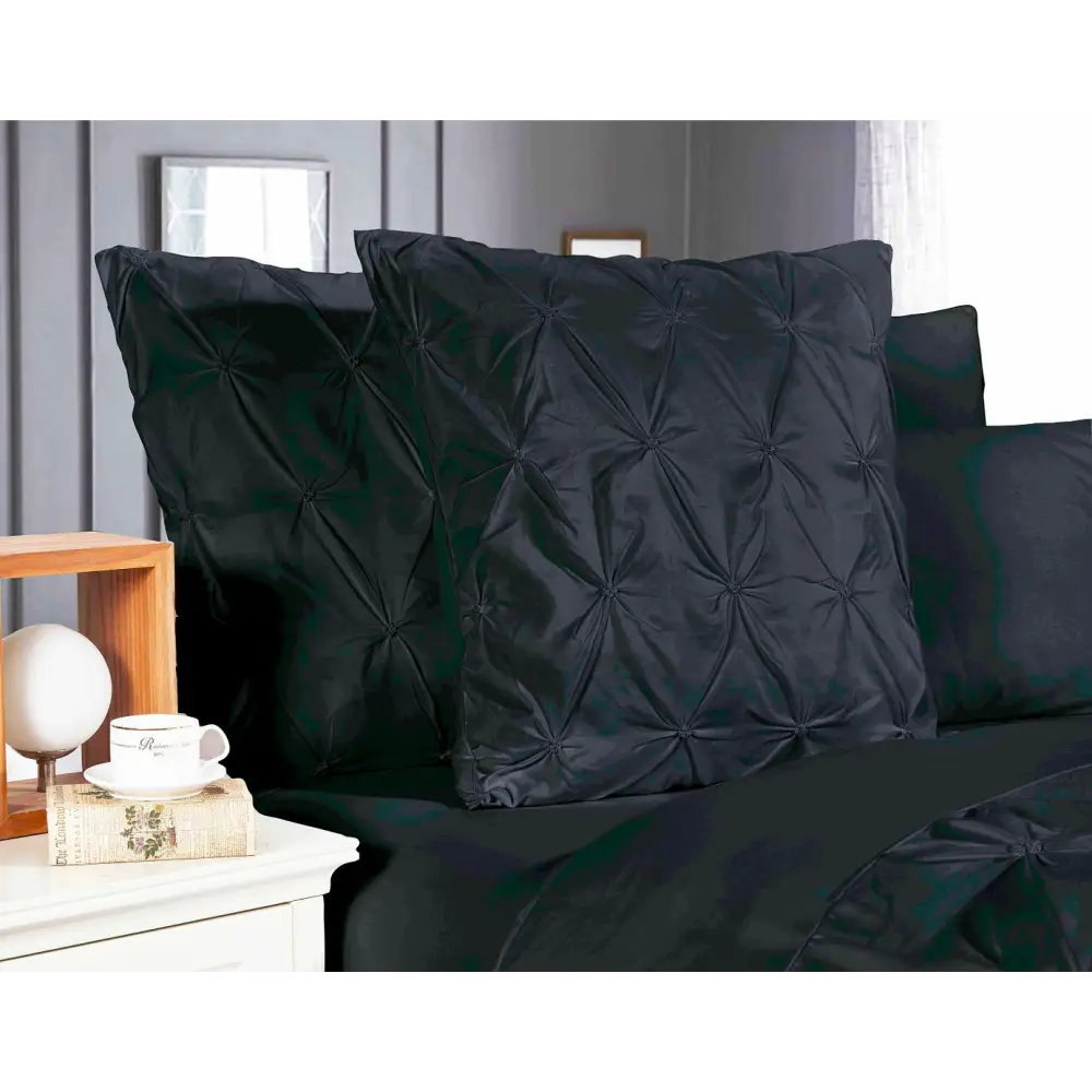 Diamond Pintuck Premium Ultra Soft European Pillowcases 2-Pack - Black - Home & Garden > Bedding