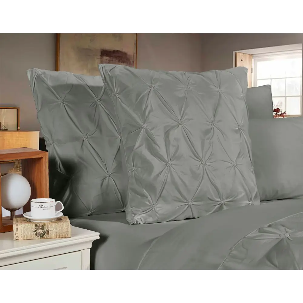 Diamond Pintuck Premium Ultra Soft European Pillowcases 2-Pack - Grey - Home & Garden > Bedding