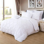 Diamond Pintuck Super King Size White Duvet Quilt Cover Set - Home & Garden > Bedding