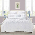 Diamond Pintuck Super King Size White Duvet Quilt Cover Set - Home & Garden > Bedding