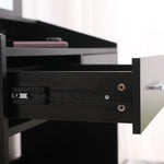 Diana Vanity Set with Shelves Cushioned Stool and Lighted Mirror- Black - Furniture > Bedroom
