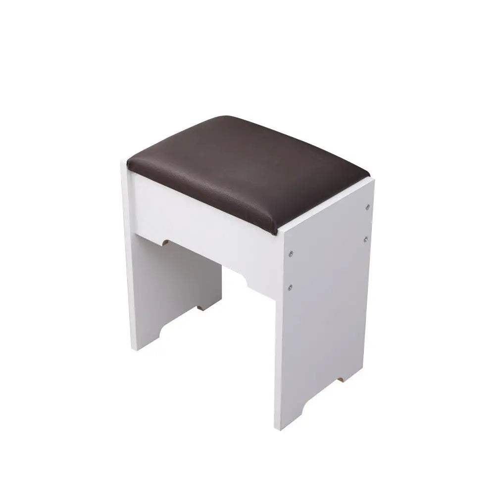 Diana Vanity Set with Shelves Cushioned Stool and Lighted Mirror- White - Furniture > Bedroom