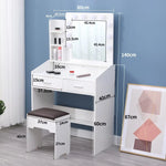 Diana Vanity Set with Shelves Cushioned Stool and Lighted Mirror- White - Furniture > Bedroom