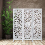 Diego 3 Panel Room Divider Screen Privacy Shoji Timber Wood Stand - White - Furniture > Living Room