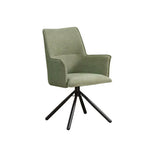 Dining Chair Green Linen Fabric Upholstered Seat Powder Coated Iron Legs - Furniture > Dining > Kitchen & Dining Chairs
